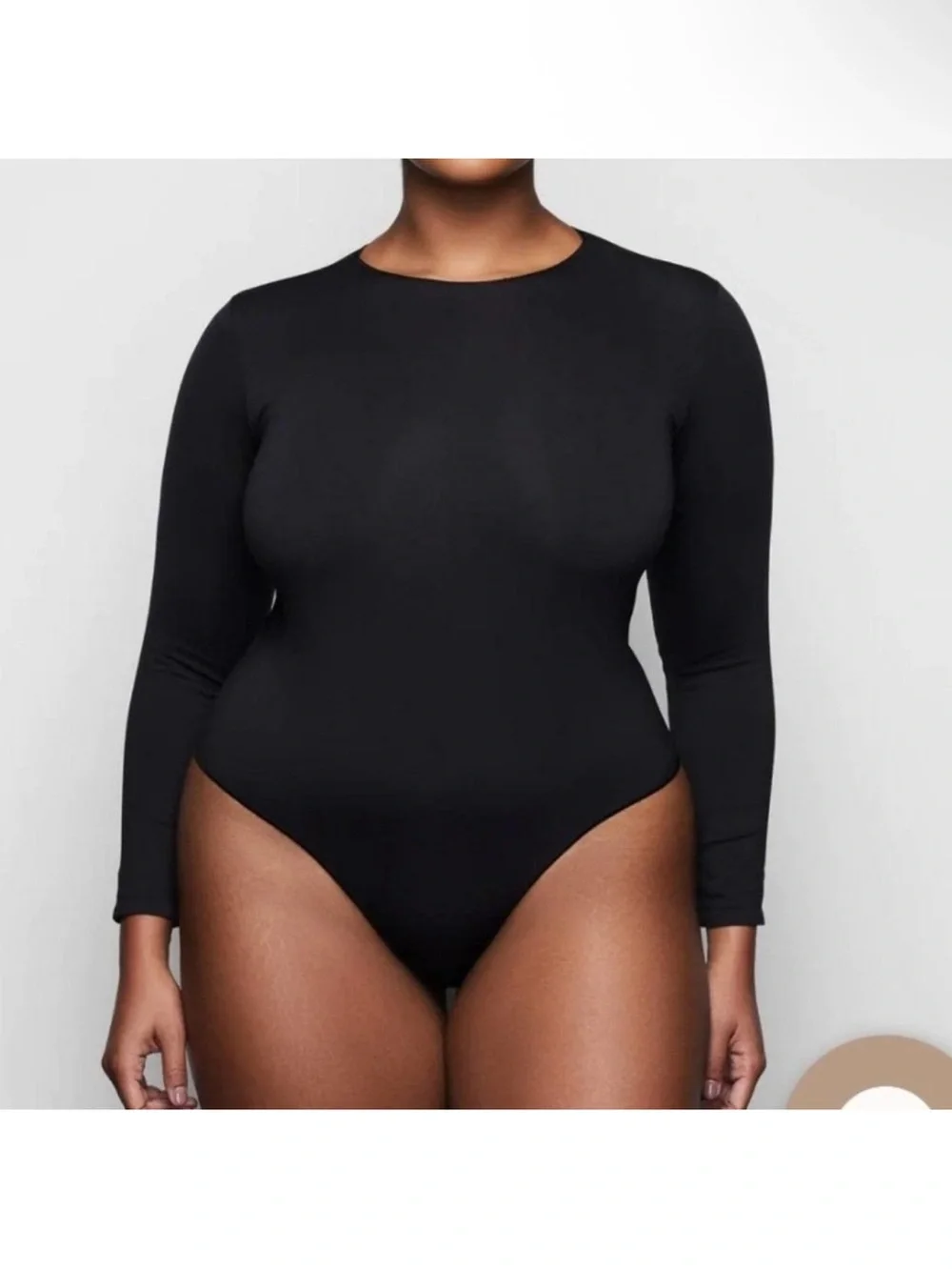 Skims Fits Everybody LONG SLEEVE CREW NECK BODYSUIT in Onyx Black Size XL NEW